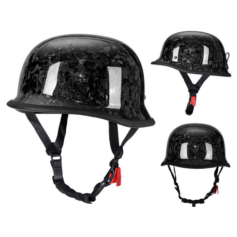 Ultra-Light Real Carbon Fiber German Style Motorcycle Half Helmet