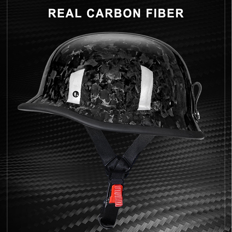 Ultra-Light Real Carbon Fiber German Style Motorcycle Half Helmet