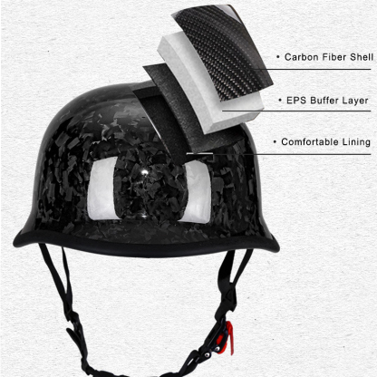 Ultra-Light Real Carbon Fiber German Style Motorcycle Half Helmet