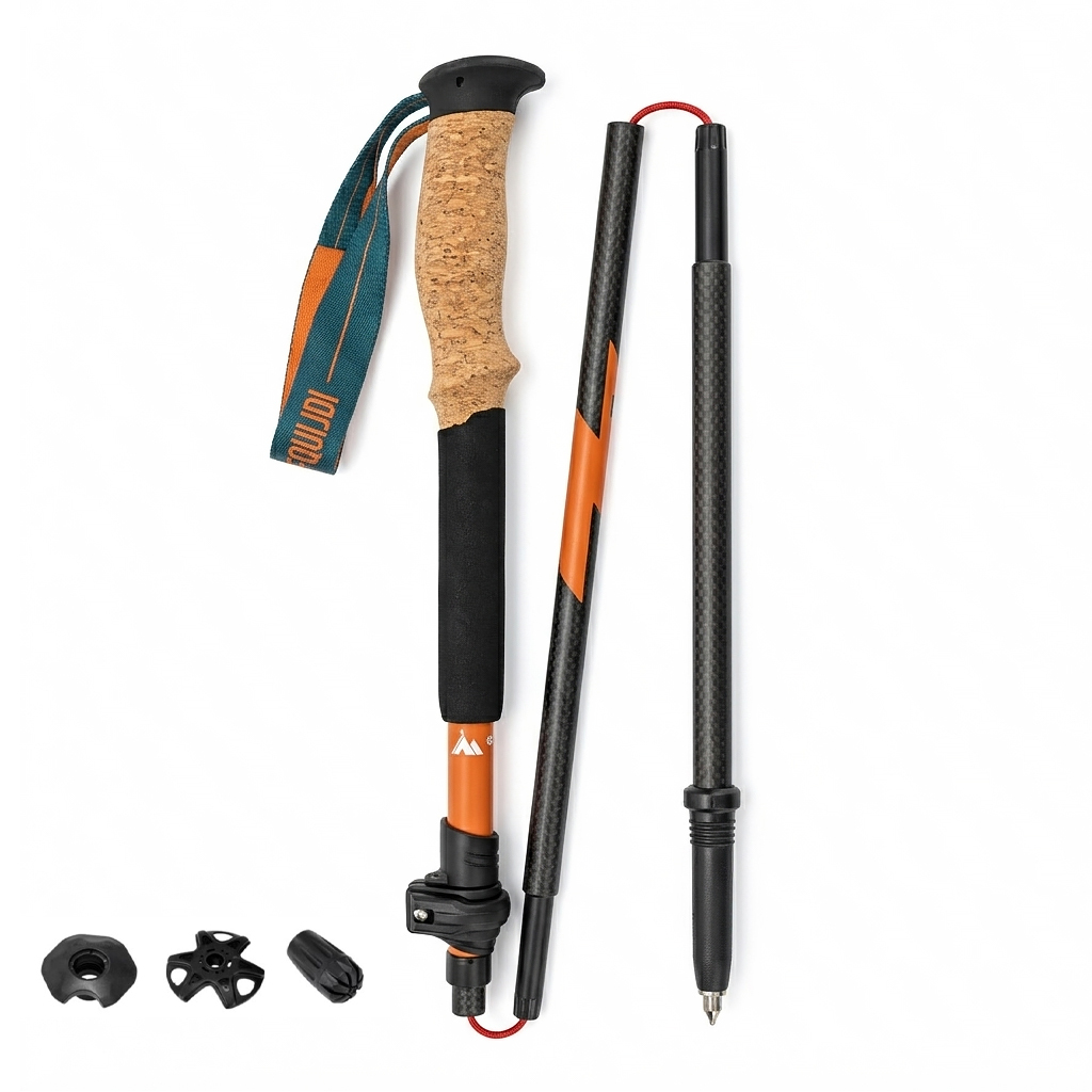 Ultralight 3K Matte Carbon Fiber Folding Trekking Poles