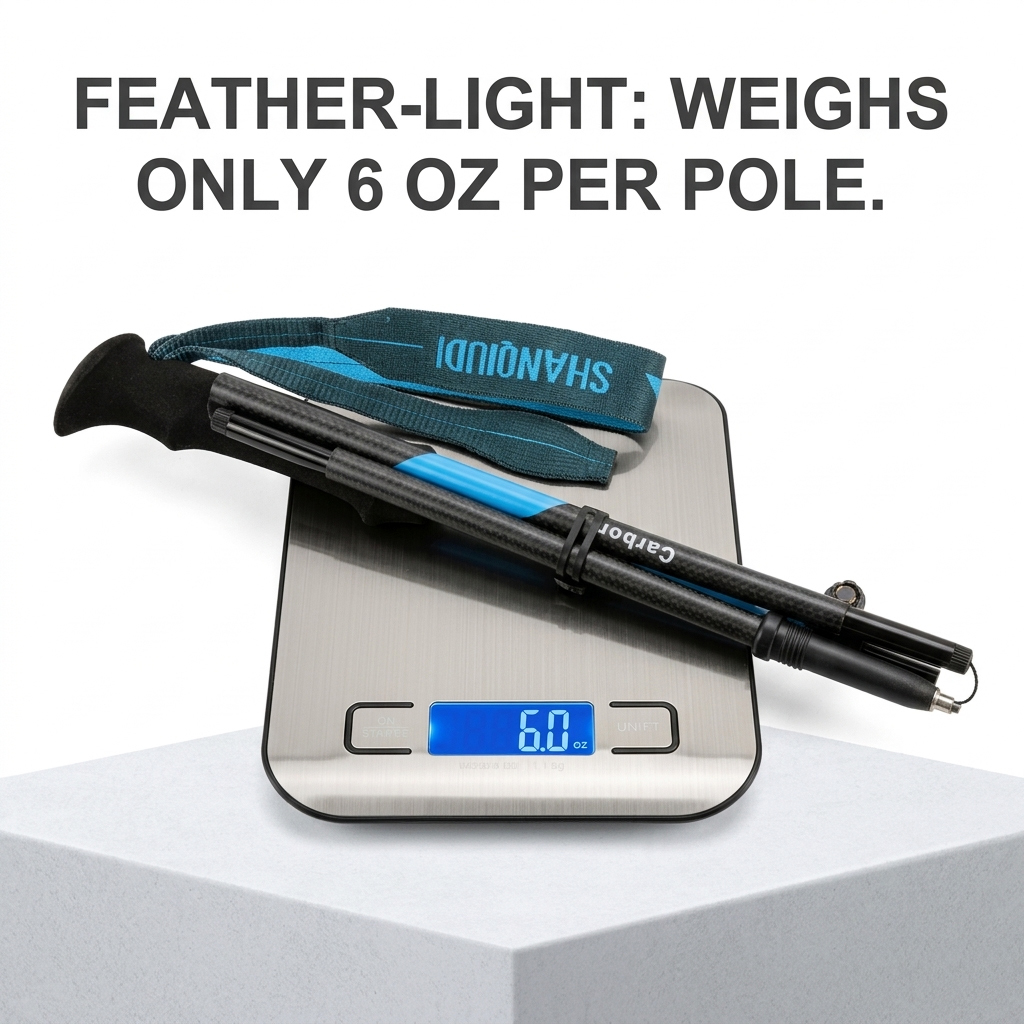 Ultralight 3K Matte Carbon Fiber Folding Trekking Poles