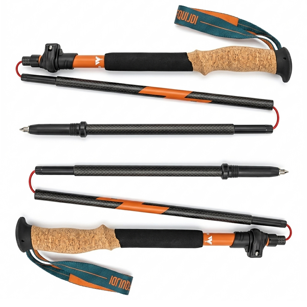 Ultralight 3K Matte Carbon Fiber Folding Trekking Poles