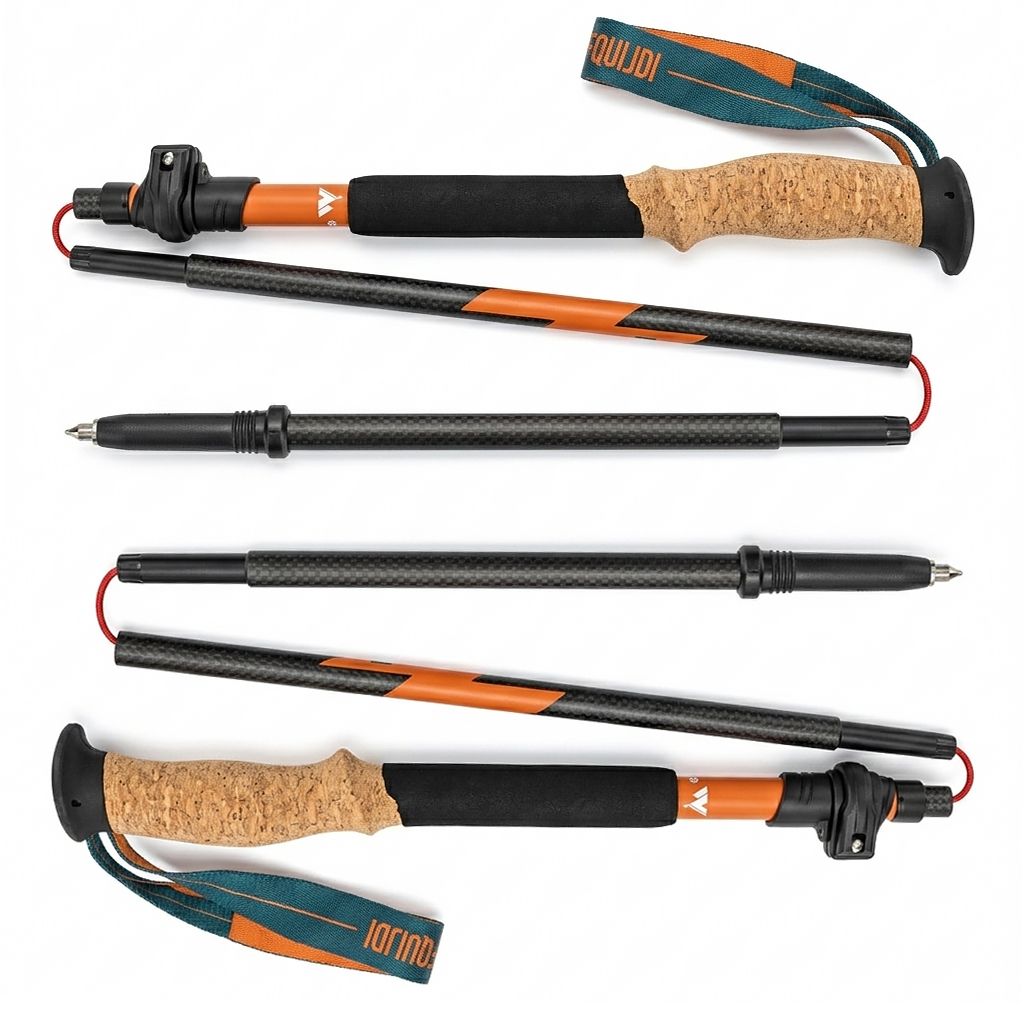 Ultralight 3K Matte Carbon Fiber Folding Trekking Poles