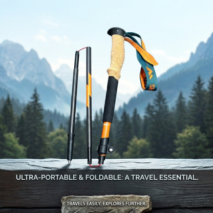 Ultralight 3K Matte Carbon Fiber Folding Trekking Poles
