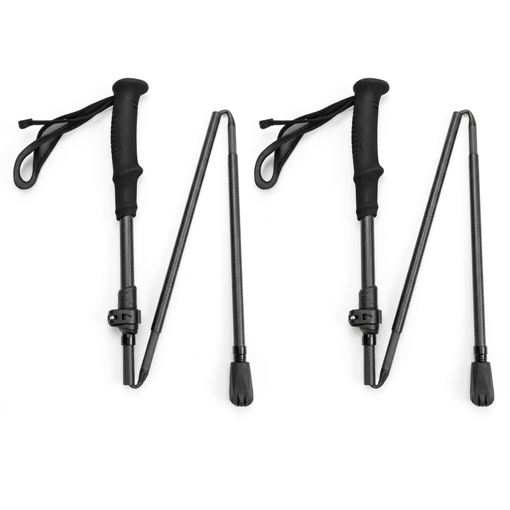 Ultralight Real Carbon Fiber Trekking Poles, 5-Section Foldable 13.8" Compact Hiking Staffs with Speed Lock, 3K Matte