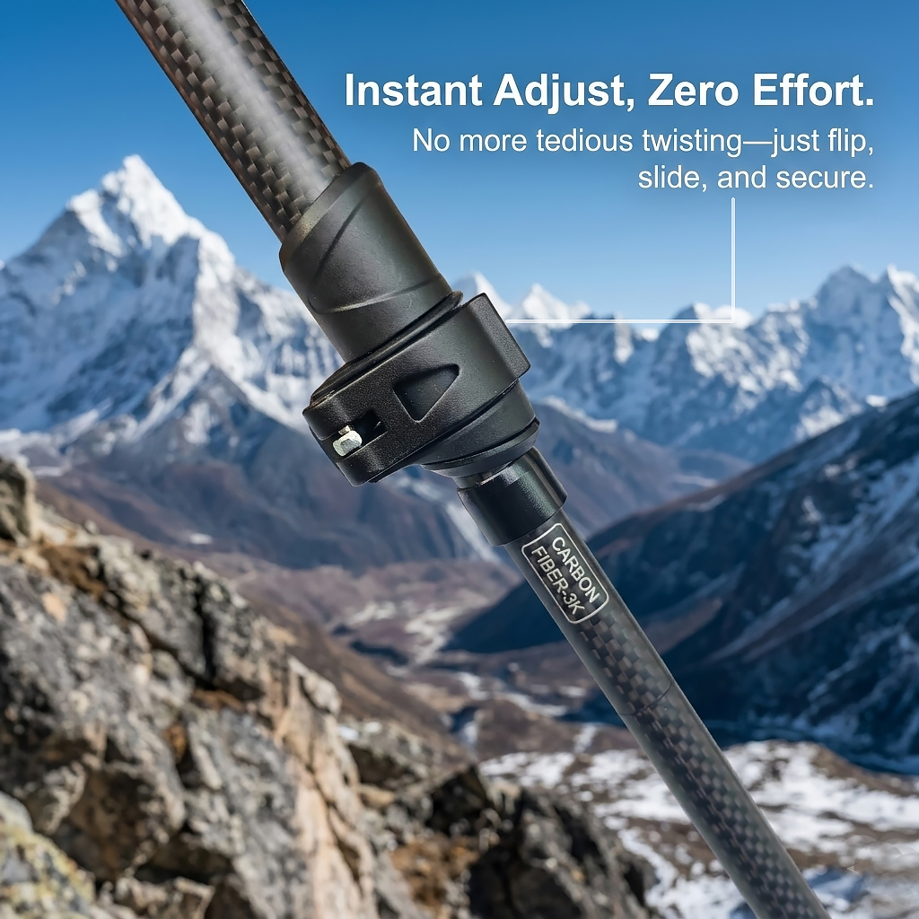 Ultralight Real Carbon Fiber Trekking Poles, 5-Section Foldable 13.8" Compact Hiking Staffs with Speed Lock, 3K Matte