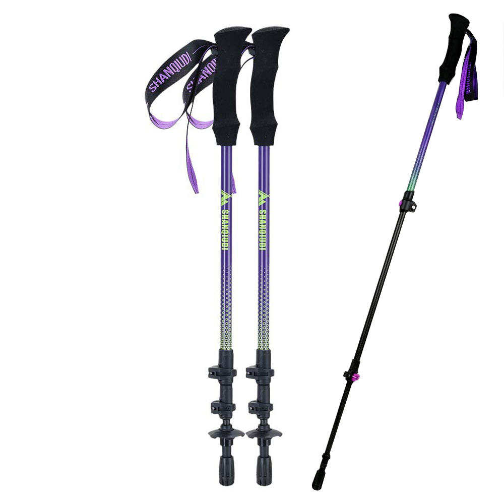 Ultralight Carbon Fiber Trekking Poles, Adjustable Hiking Poles with Quick Flip Lock, High-Density EVA Grip, All-Terrain Tips & Baskets for Backpacking & Professional Hiking