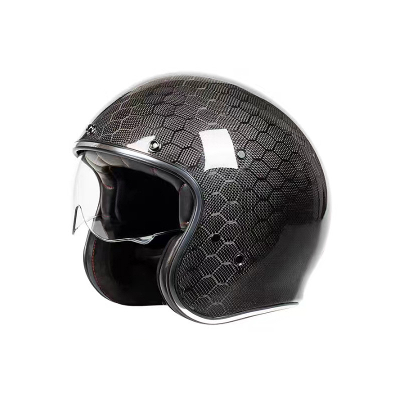 Vintage Carbon Fiber 3/4 Motorcycle Helmet