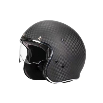Vintage Carbon Fiber 3/4 Motorcycle Helmet