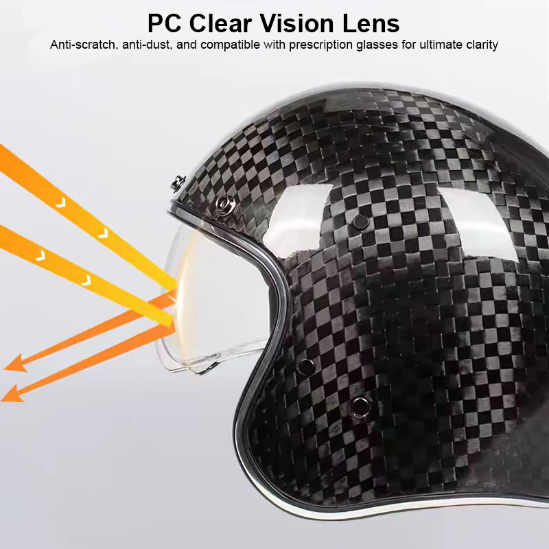 Vintage Carbon Fiber 3/4 Motorcycle Helmet