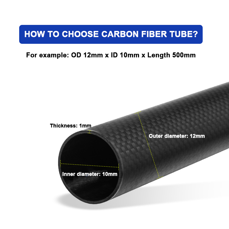 Custom 500MM Length Carbon Fiber Tube Twill Matte Finish