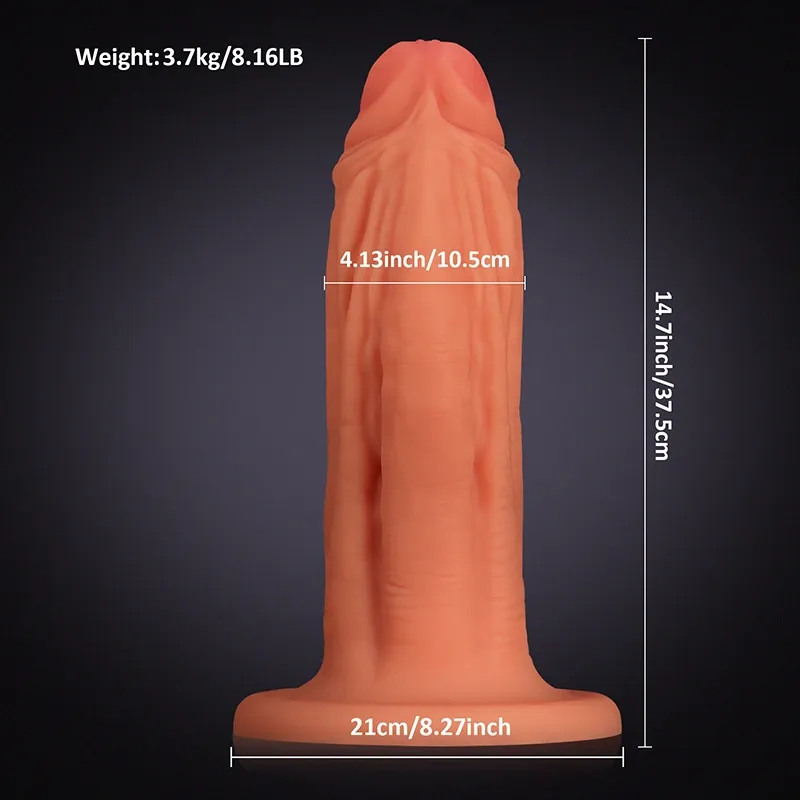 Ultra Thick Liquid Silicone Soft Dildo with Big Base 14.7 Inch