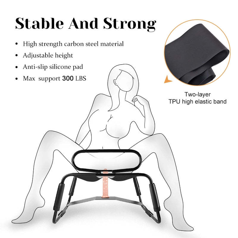 Adjustable Height Sex Chair Positions With Armrests & Dildo