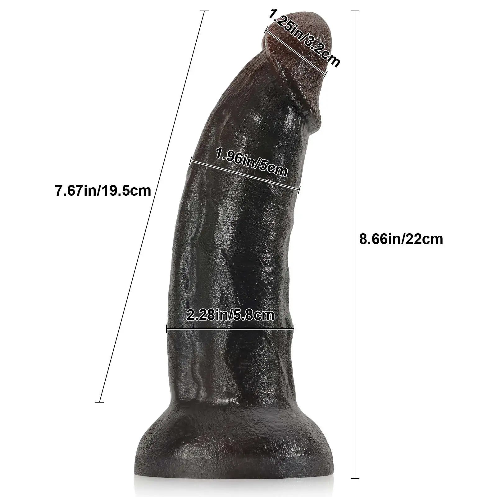 Curved Black Dildo with Suction Cup 8.66  Inch（L Size）