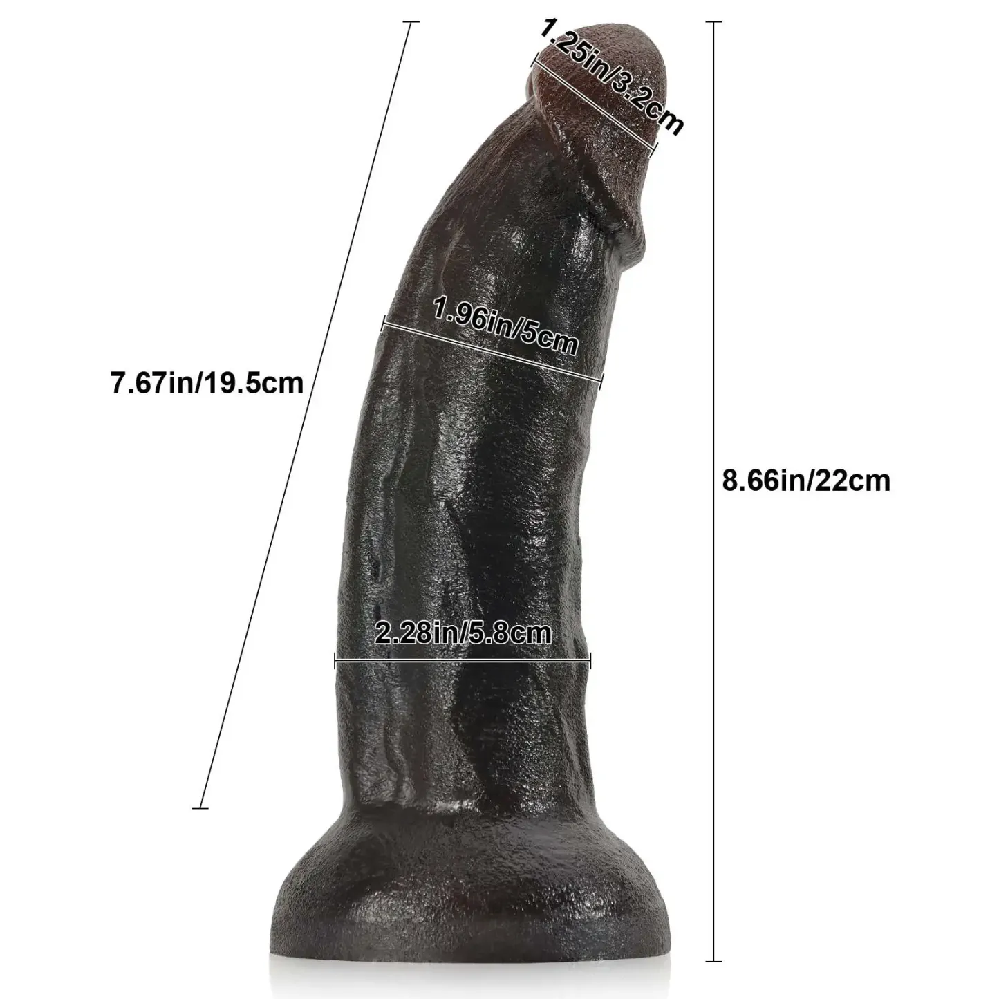 Curved Black Dildo with Suction Cup 8.66  Inch（L Size）