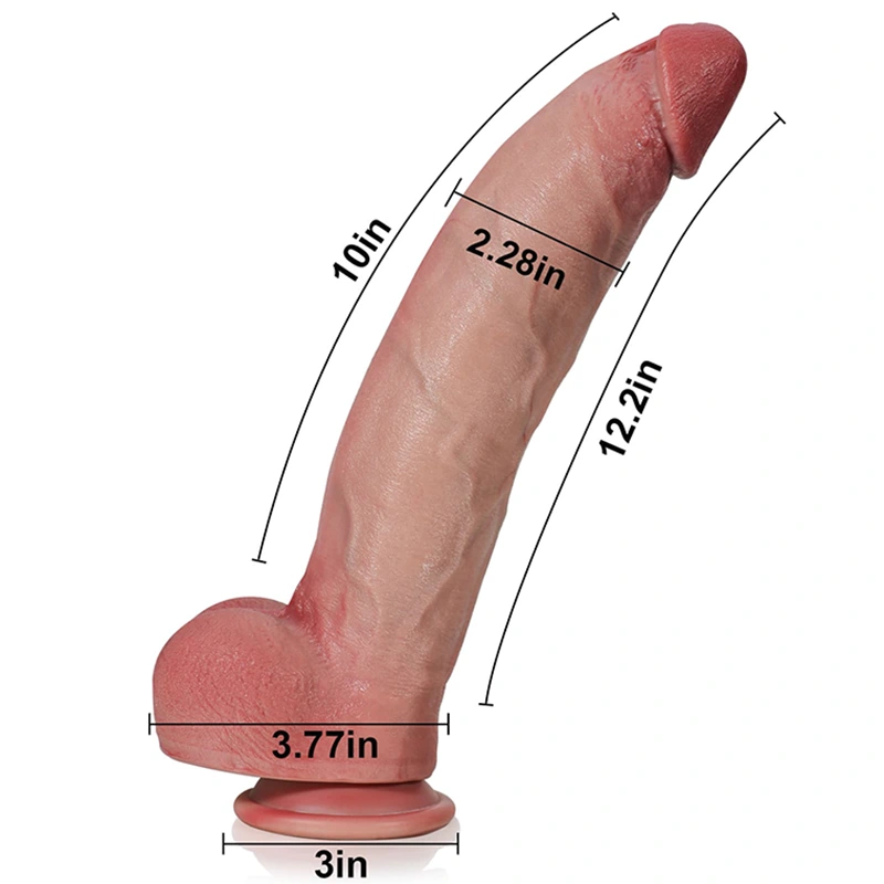 Big Dildo Soft Skin Silicone Dick with keel 12 Inch