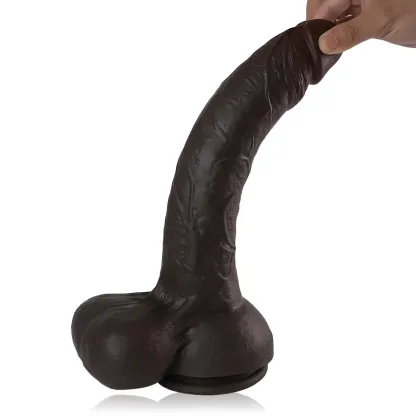 Big Realistic Black Silicone Dildo12.79 Inch