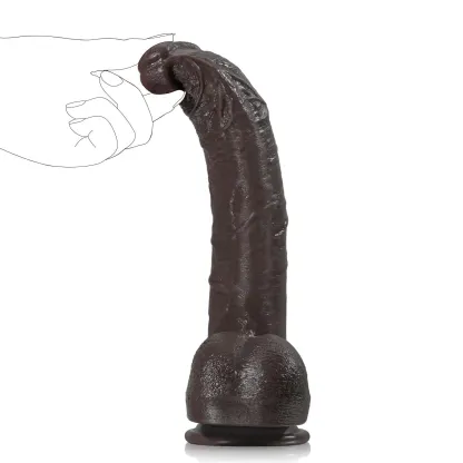 Black Silicone Dildo-SID108-Black