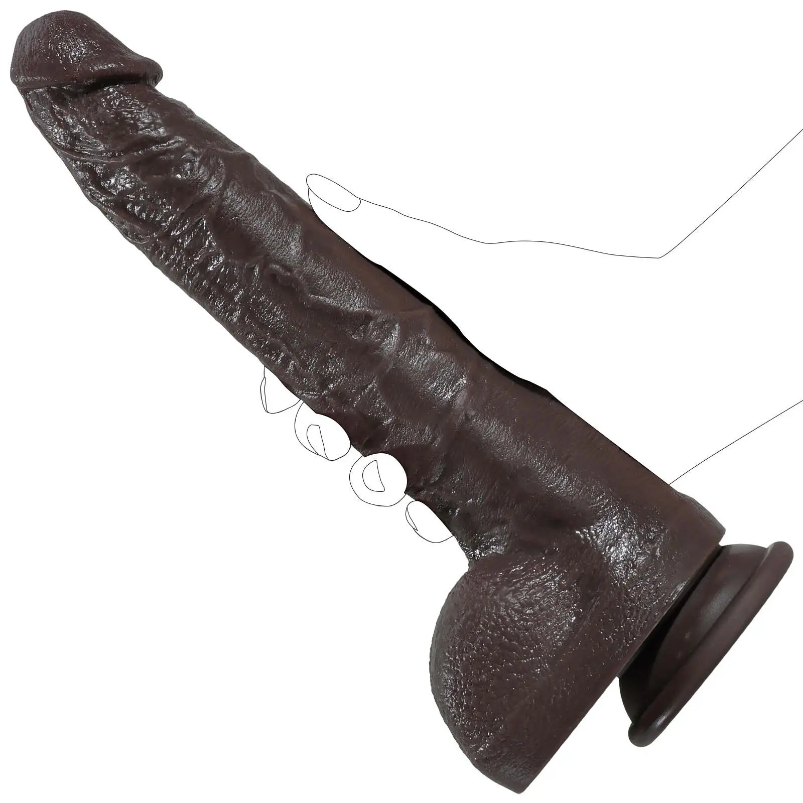 Black Silicone Dildo-SID108-Black