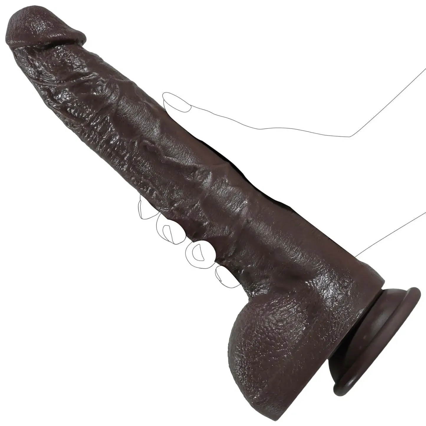 Black Silicone Dildo-SID108-Black