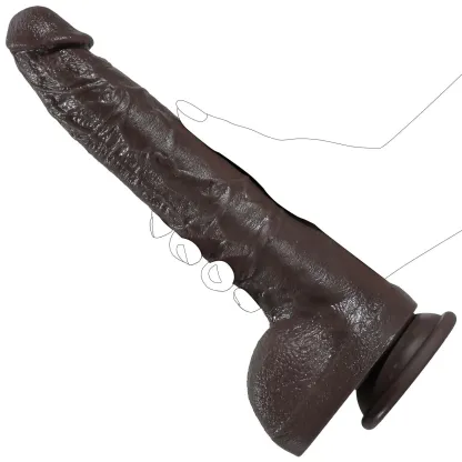 Black Silicone Dildo-SID108-Black
