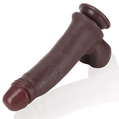 Black Silicone Real Skin Dildo-SIF11-Black