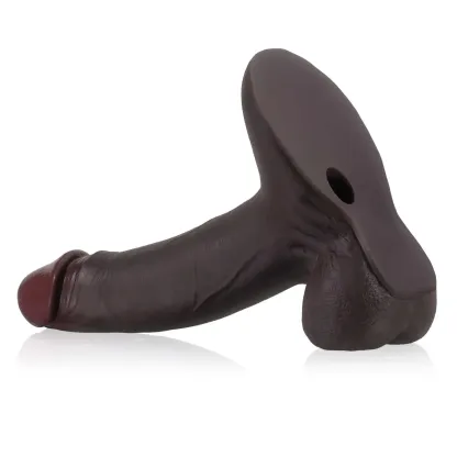 Black Slide Skin Liquid Silicone Dildo with Moving Balls 9.44 Inch