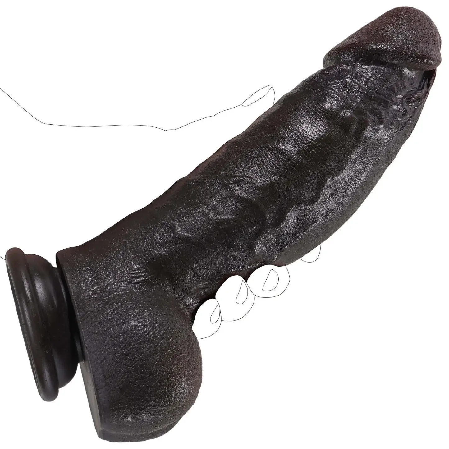 Realistic Black Suction Cup Curved dildo 8.6 Inche