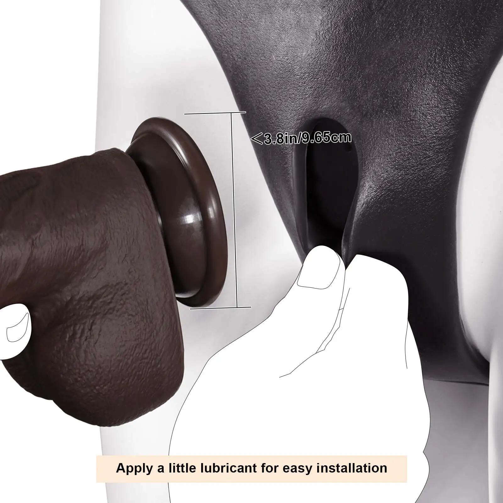 Black Silicone Wearable Dildo Panties with Suction Cup Dildo (Dildo Not Included)
