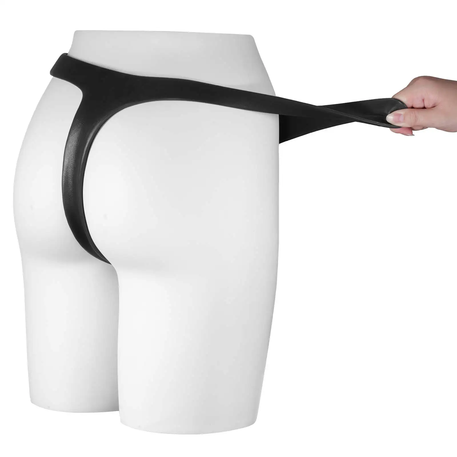 Black Silicone Wearable Dildo Panties with Suction Cup Dildo (Dildo Not Included)