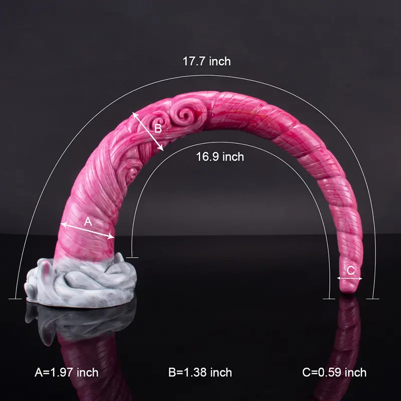 Extra Long Spiral Shaft Silicone Monster Dildo 17.7 Inch