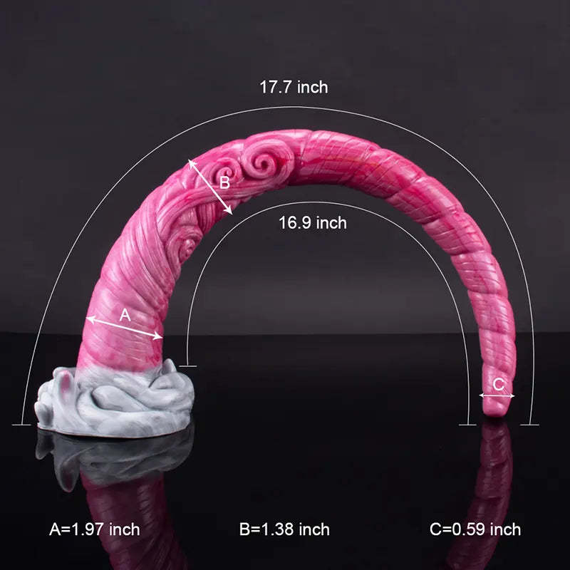 Extra Long Spiral Shaft Silicone Monster Dildo 17.7 Inch