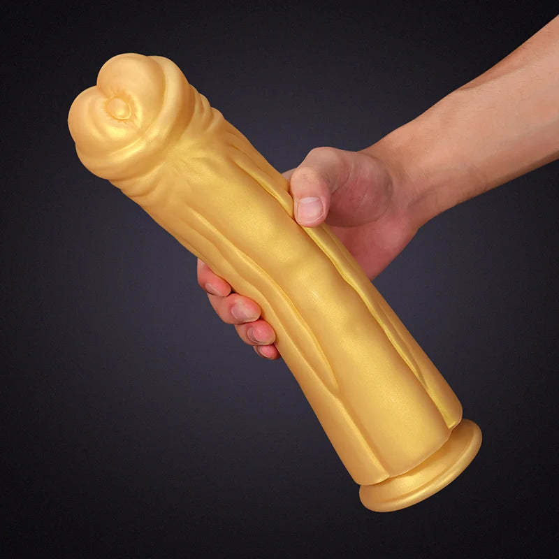 Gold Silicone Thick Horse Dildo 12.6 Inch