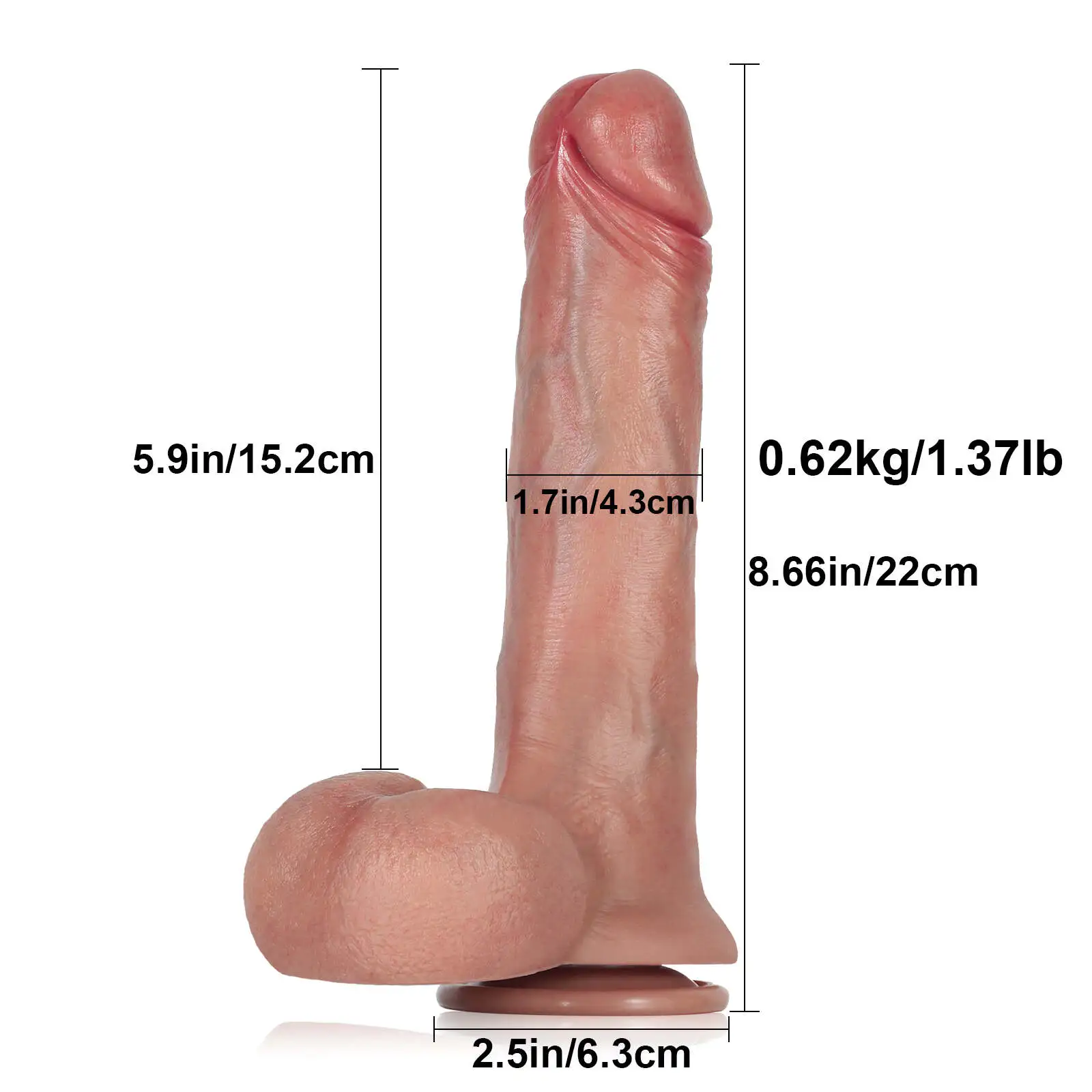High Frequency Thrusting Vibration Silicone Dildo 8.66 Inch