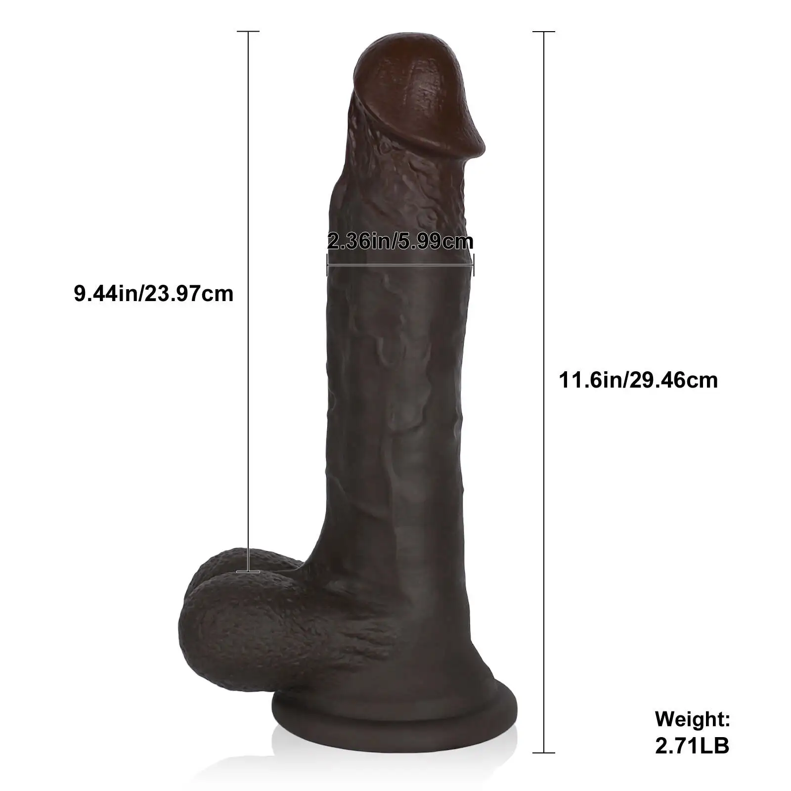 Huge Black Silicone Dildo with Suction Cup 11.6 Inch