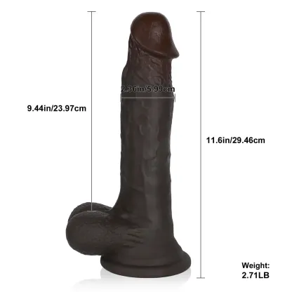 Huge Black Silicone Dildo with Suction Cup 11.6 Inch