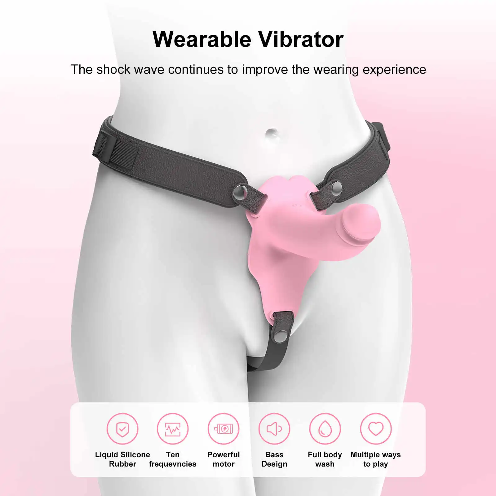 Lesbian Vibrator 10 Frequency Strap-On Vibrating Dildo 9.72 Inch