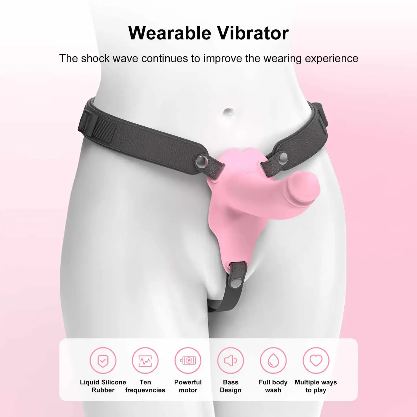Lesbian Vibrator 10 Frequency Strap-On Vibrating Dildo 9.72 Inch