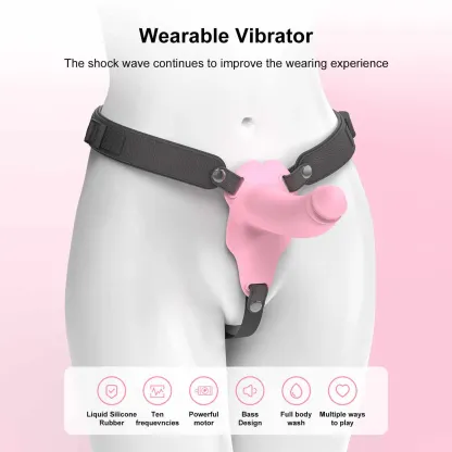 Lesbian Vibrator 10 Frequency Strap-On Vibrating Dildo 9.72 Inch