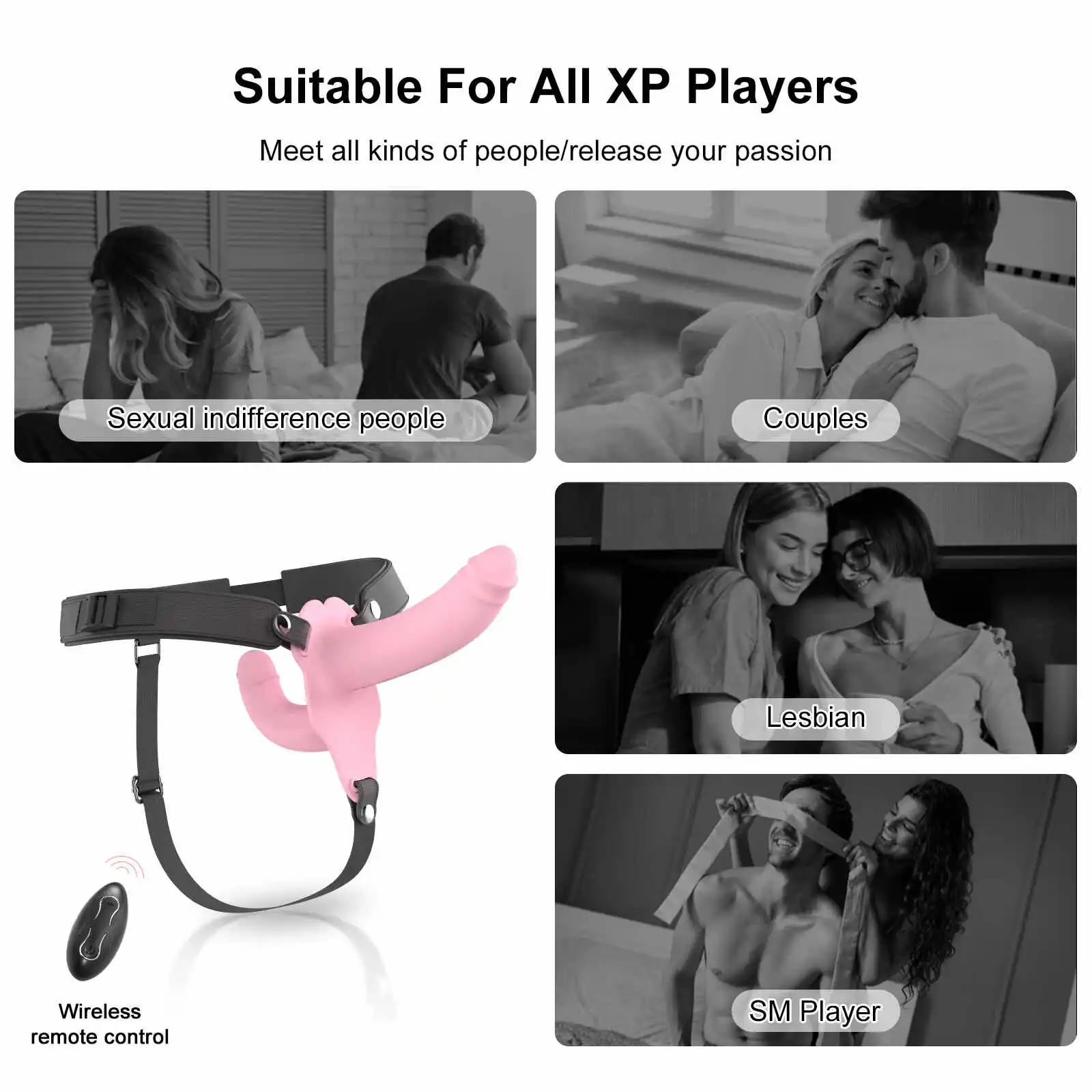 Lesbian Vibrator 10 Frequency Strap-On Vibrating Dildo 9.72 Inch