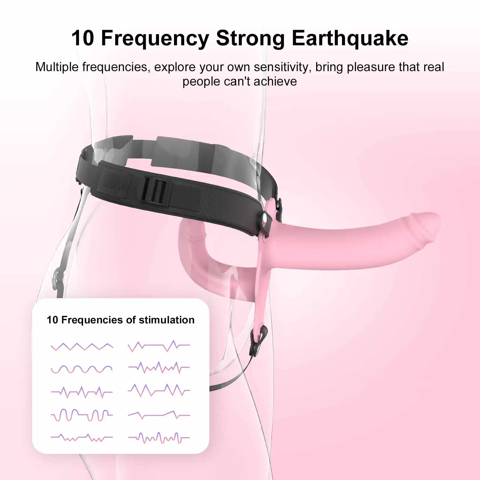 Lesbian Vibrator 10 Frequency Strap-On Vibrating Dildo 9.72 Inch