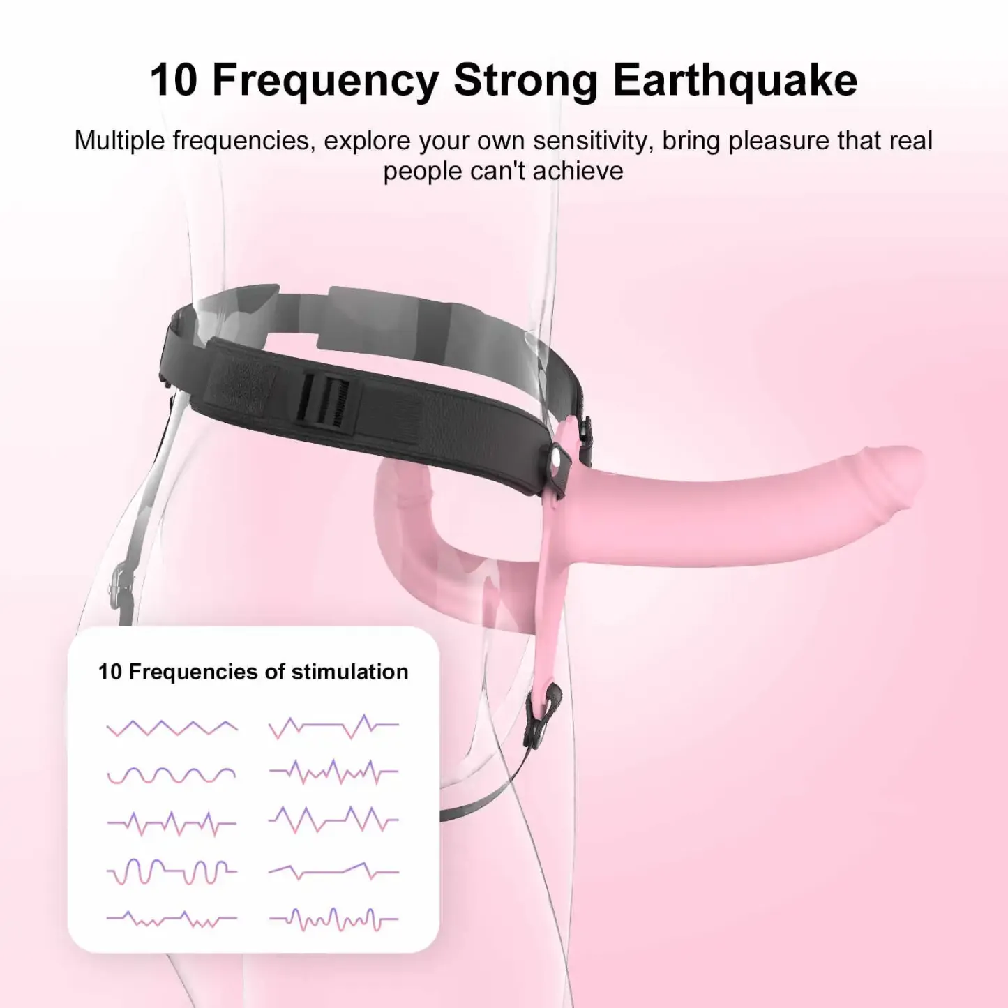 Lesbian Vibrator 10 Frequency Strap-On Vibrating Dildo 9.72 Inch