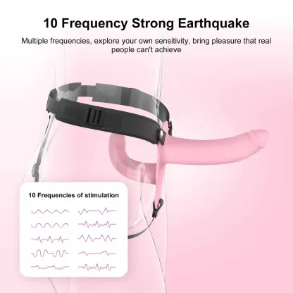 Lesbian Vibrator 10 Frequency Strap-On Vibrating Dildo 9.72 Inch