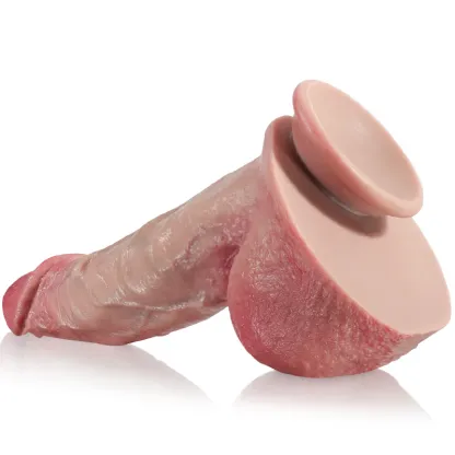 Lifelike Double Layer Silicone Thick Dildo with Keel 11 Inch