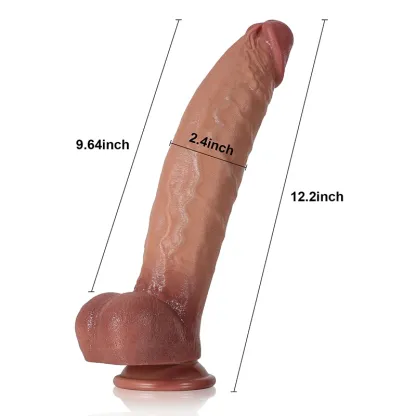 Lifelike Thick Shaft Tan Silicone Dildo 12.2 Inch