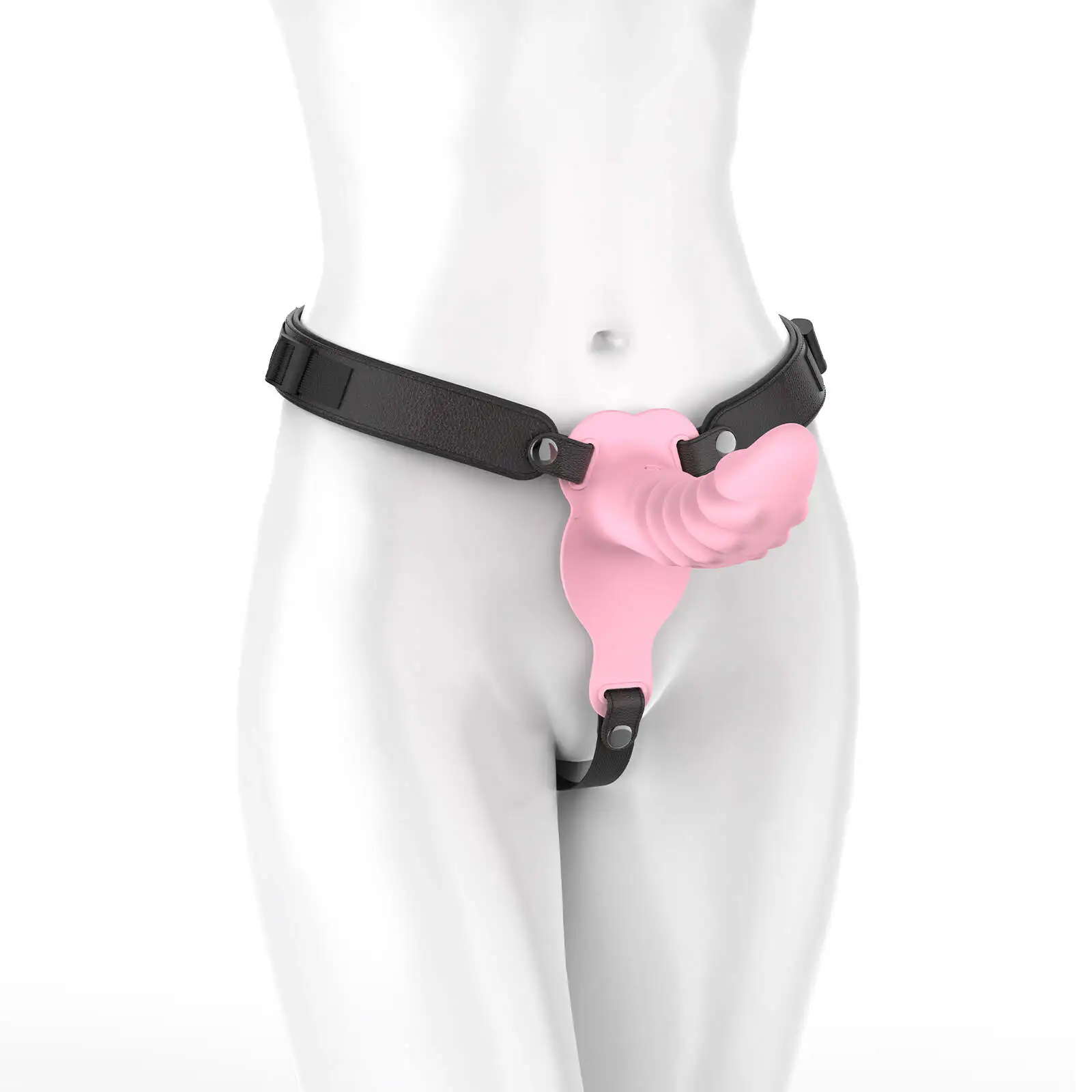 Multi Textured Lesbian Strap On Dildo with 10 Vibrations 7.59 Inch