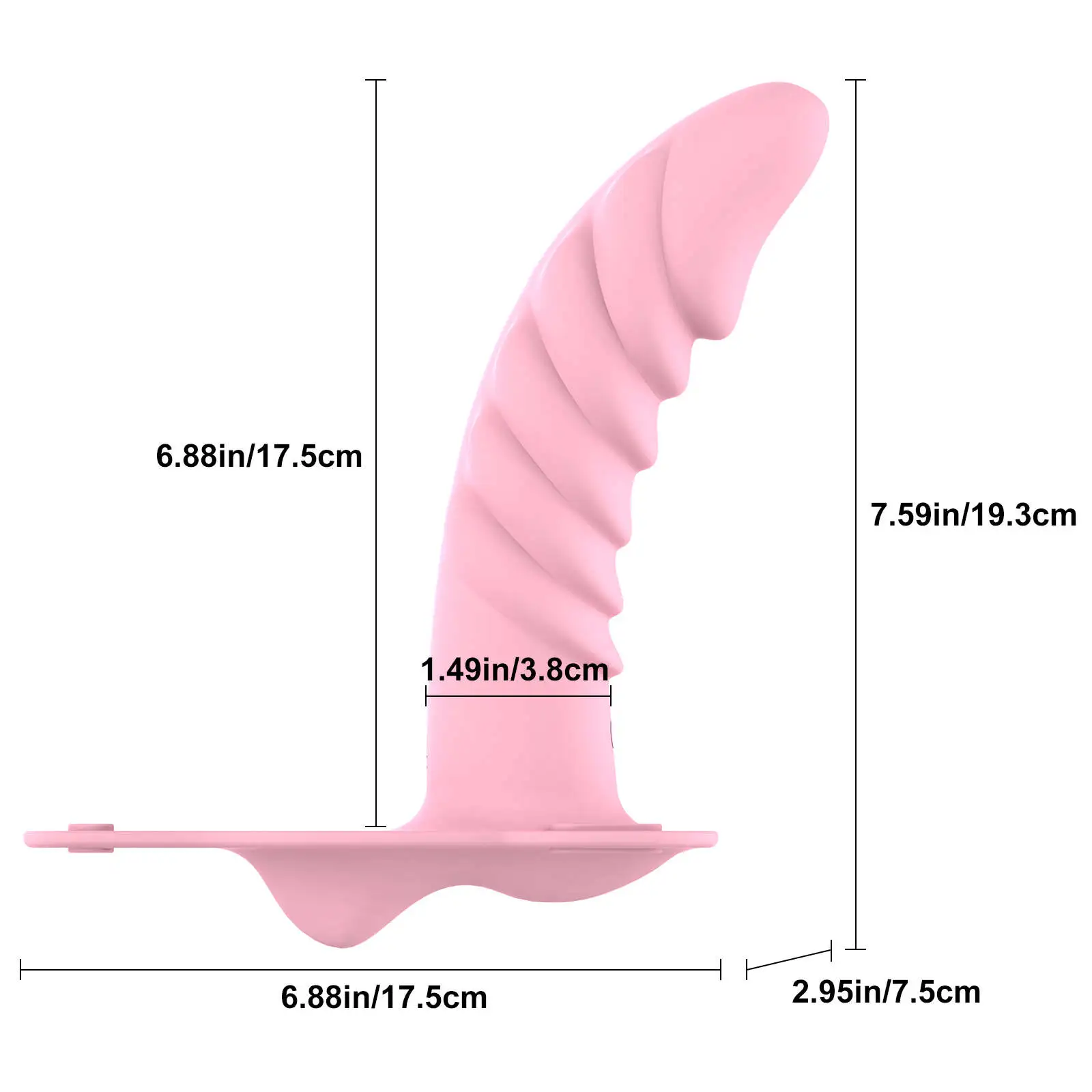 Multi Textured Lesbian Strap On Dildo with 10 Vibrations 7.59 Inch