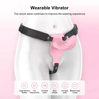 Multi Textured Lesbian Strap On Dildo with 10 Vibrations 7.59 Inch