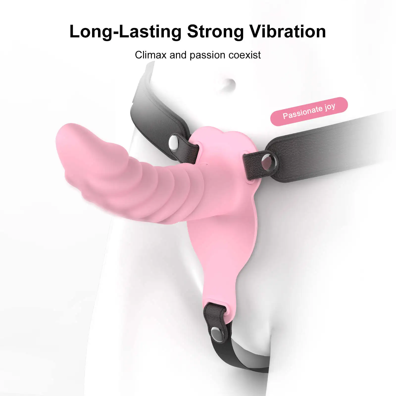 Multi Textured Lesbian Strap On Dildo with 10 Vibrations 7.59 Inch