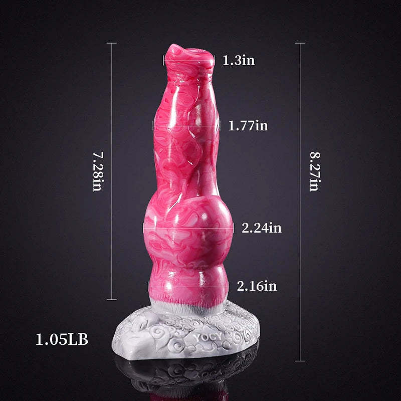 Pink Silicone Dog Dildo 8.27 Inch